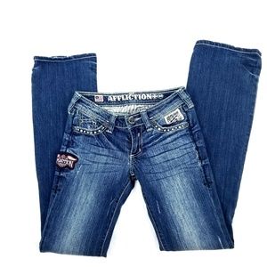 Affliction Womens Low Rise Boot Cut Jeans Sz 25